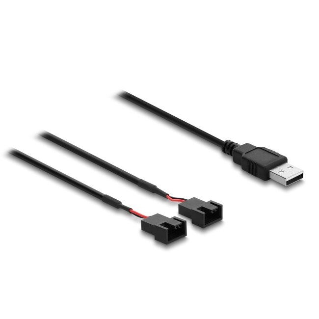 Delock Fan Cable USB Type-A male to 2 x 4 pin fan connector male (2 pins connected) with switch 1 m