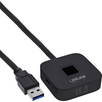 InLine InLine® USB-vingerafdrukscanner met hub, Windows Hello, 1,5 m, zwart