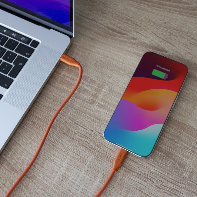 InLine® USB 2.0-kabel, USB-C-snelladingskabel 100 W, Papaya/oranje 2m