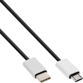 InLine InLine® USB 2.0 kabel,USB-C male naar Micro-B male,zwart/aluminium,flexibel,1,5m