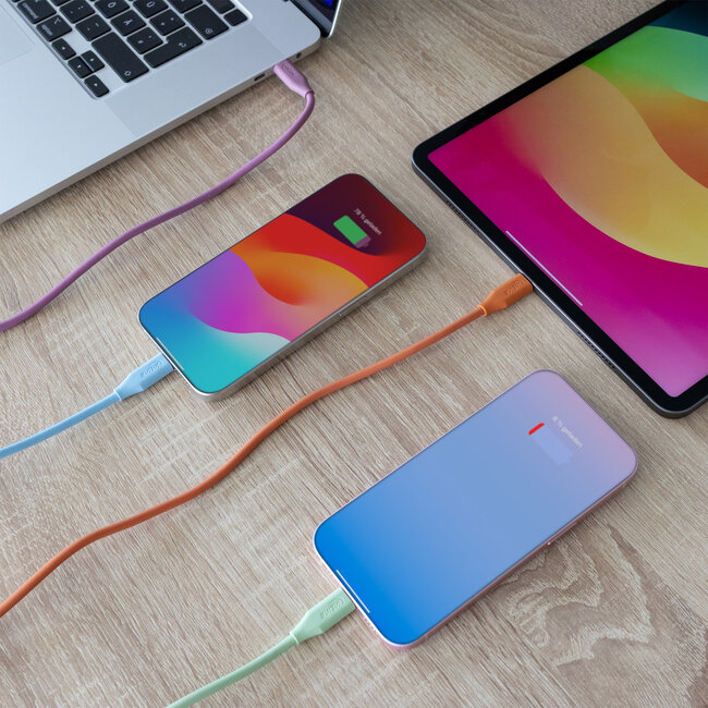 InLine® USB 2.0-kabel, USB-C-snelladingskabel 100 W, ijsbonbon/blauw 2m
