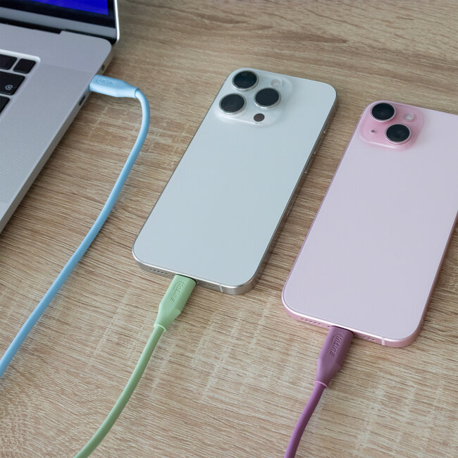 InLine® USB 2.0-kabel, USB-C-snelladingskabel 100 W, ijsbonbon/blauw 2m