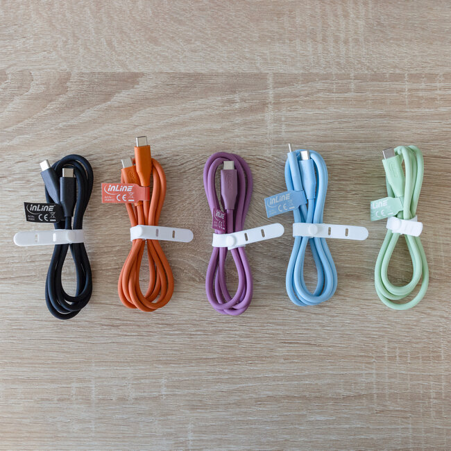 InLine® USB 2.0-kabel, USB-C-snelladingskabel 100 W, ijsbonbon/blauw 2m