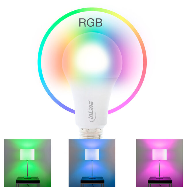 InLine® SmartHome LED Lampen RGB E27, 900LM