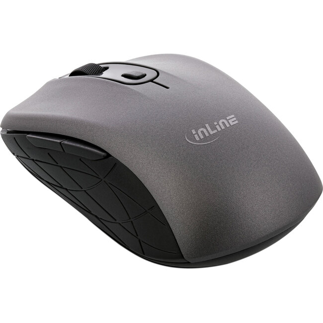 InLine® Muis 3-in-1, Bluetooth + 2x 2,4GHz radio, 5 knoppen, optisch,grijs/zwart