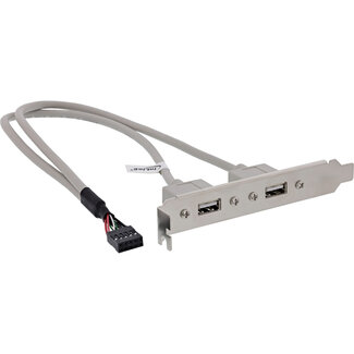 InLine InLine® Sleufbeugel USB 2.0, 2x contactdoos naar 10-polige paalconnector, 0,35m