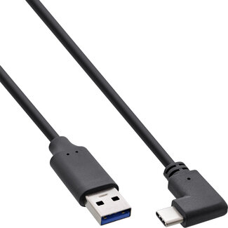 InLine InLine® USB 3.2-kabel, USB-C-stekker schuin naar A-stekker, zwart, 0,5m