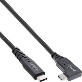 InLine InLine® USB4-kabel, USB-C, haaks aan één kant, PD 240W, 8K60Hz, TPE, zwart, 0,5m