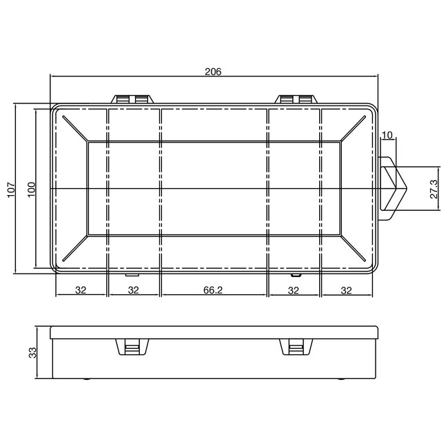 InLine® Kleine onderdelenbak, 5 compartimenten, afmetingen: 206x107x33mm