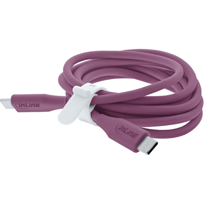 InLine® USB 2.0-kabel, USB-C-snelladingskabel 100 W, Wild Berry/violet 2m
