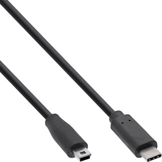 InLine InLine® USB 2.0-kabel, USB-C-stekker naar Mini-B-stekker, zwart, 1,5m