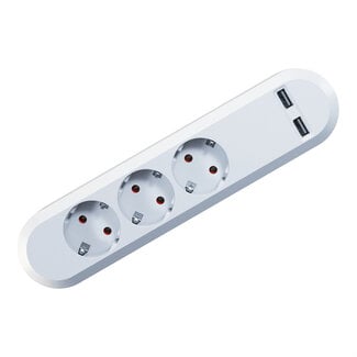 Bachmann BACHMANN SMART 3x geaard contact 2x USB oplader, 5VDC 3,1 A  , wit