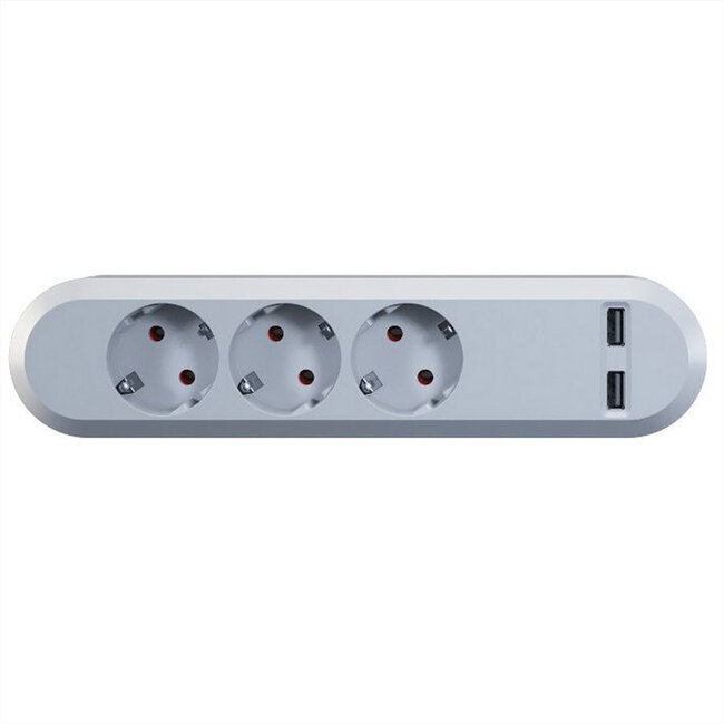BACHMANN SMART 3x geaard contact 2x USB oplader, 5VDC 3,1 A  , wit