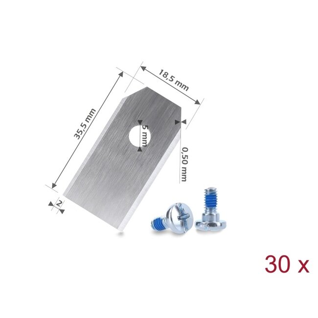 Delock Replacement Blades suitable for Husqvarna / Gardena / Segway Robotic Lawn Mowers 30 pieces