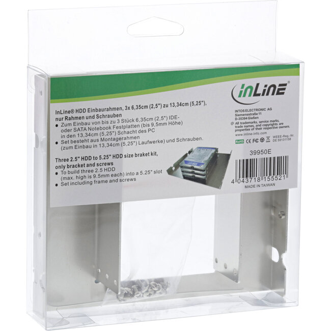InLine® HDD-montageframe, 3x 6,35 cm (2,5 inch) tot 13,34 cm (5,25 inch)