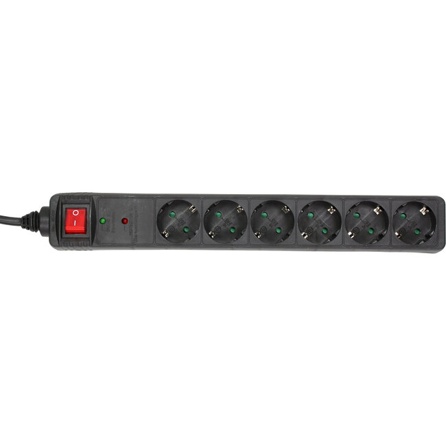 InLine® contactdoos, 6-voudig aardingscontact, met ÜSS, zwart