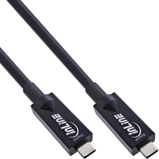 InLine InLine® USB 3.2 Gen.2 AOC-kabel, USB-C male / male, zwart, 5m