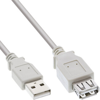 InLine InLine® USB 2.0-verlengkabel, stekker/contactdoos, type A, beige, 1,8m