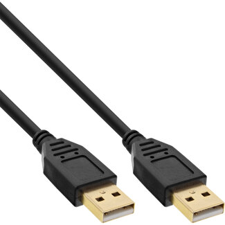 InLine InLine® USB 2.0 kabel, A naar A, zwart, gouden contacten, 2m