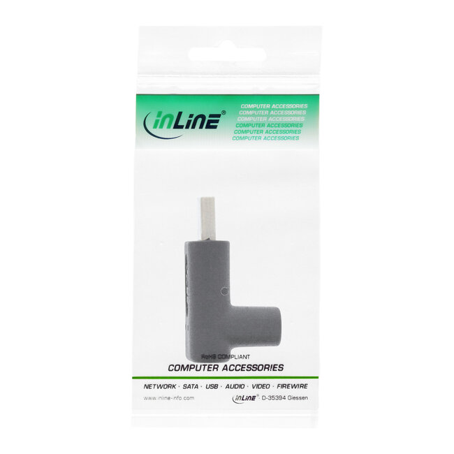 InLine® USB 3.2 Gen.2 adapter, USB-C male naar C female, haaks omhoog/omlaag