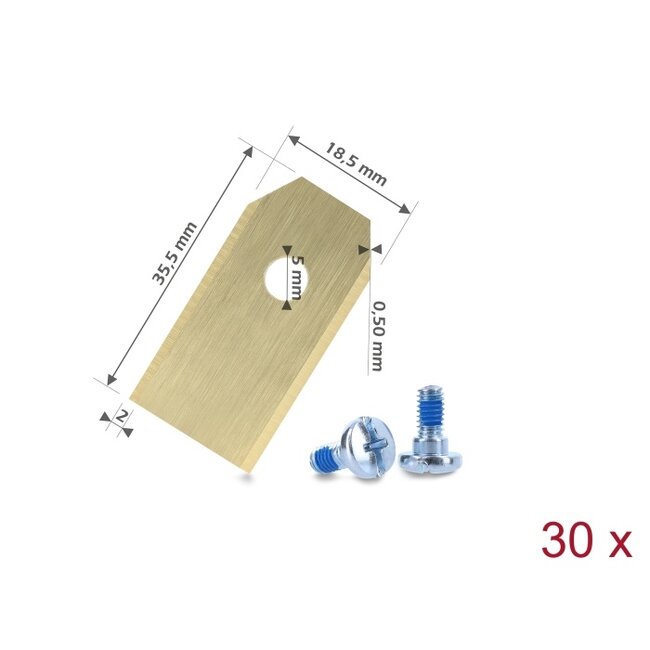 Delock Replacement Blades with Titanium Coating suitable for Husqvarna / Gardena / Segway Robotic Lawn Mowers 30 pieces