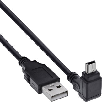 InLine InLine® USB 2.0-minikabel, male A/Mini-B male 5-pin top haaks 90°, zwart, 1,5m