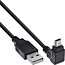 InLine® USB 2.0-minikabel, male A/Mini-B male 5-pin top haaks 90°, zwart, 1,5m