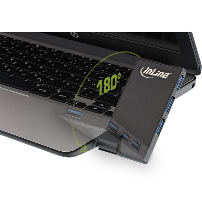 InLine® 180 Twist Hub USB 3.0, 4 poorten, draaibaar, zwart