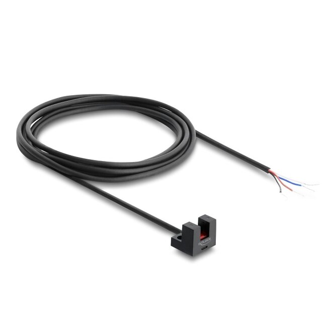 Delock Forked Light Barrier 5 mm Type L with 4 x open cable ends NPN L/D switchable 2 m