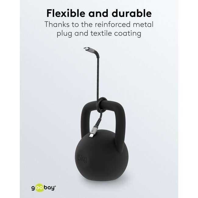 Goobay USB-C kabel | USB2.0 | PD 60W | nylon | 0,50 meter