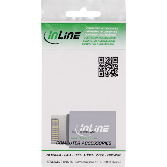 InLine® USB 3.2 adapter, interne USB-E frontpaneelplug naar USB-C female