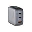 Verbatim USB lader met display | 2x USB-C PD en 1x USB-A QC | incl. USB-C kabel | GaN | 65W | grijs
