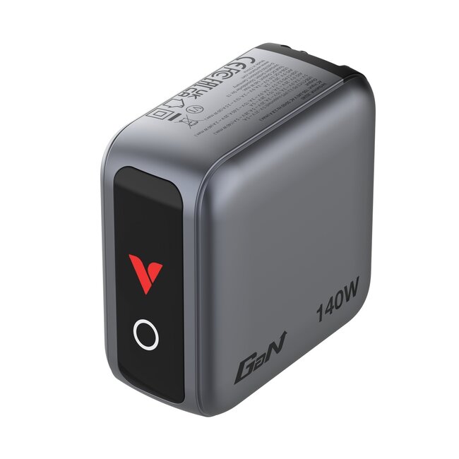 Verbatim USB lader met display | 3x USB-C PD en 1x USB-A QC | incl. USB-C kabel | GaN | 140W | grijs