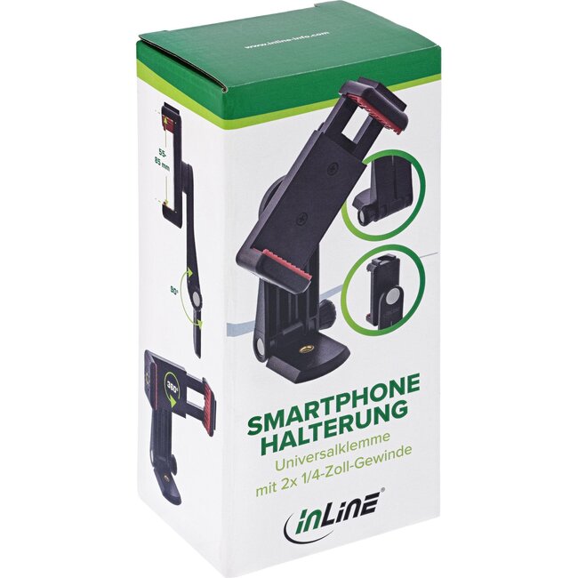 InLine universe smartphone houder met klem voor tripod/selfie stick | kantelbaar