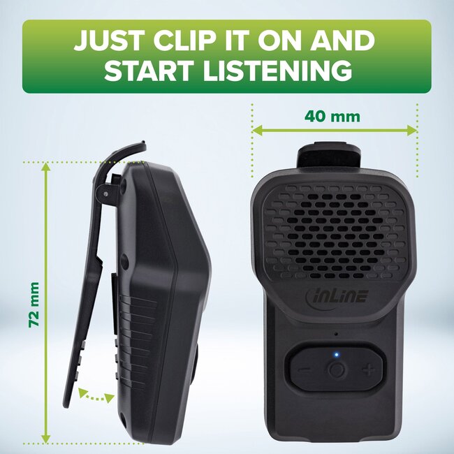 InLine ClipTone portable Bluetooth speaker | hands-free functie | 2W