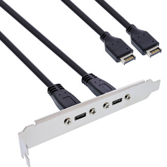 InLine InLine® Slot bracket 2x USB-C naar USB 3.2 voorpaneel Key-A intern, 0,5m