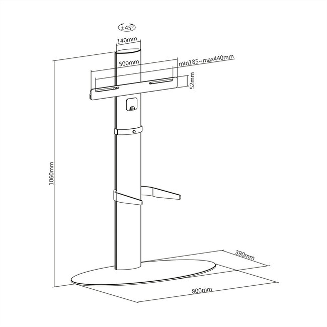 ROLINE LCD/TV meubel, tot 40 kg, zilver