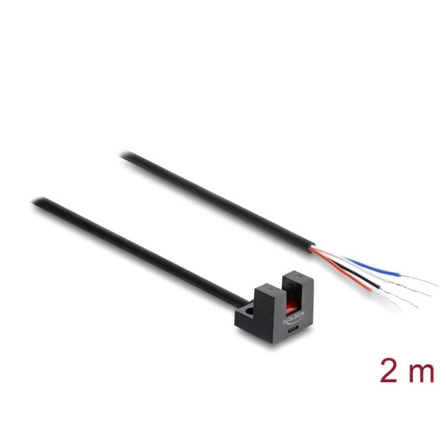 Delock Forked Light Barrier 5 mm Type L with 4 x open cable ends PNP L/D switchable 2 m