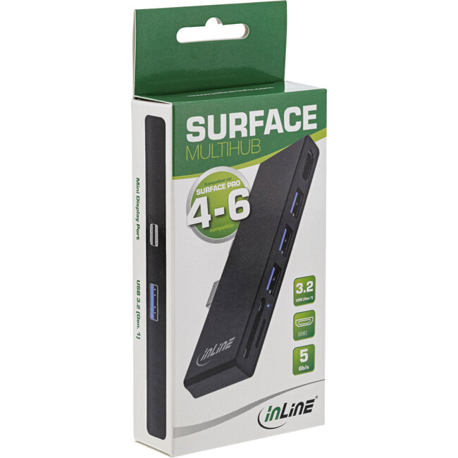 InLine® MultiHub, Surface Pro 4/5/6, 3x USB-A 3.2 female, HDMI 4K, kaartlezer