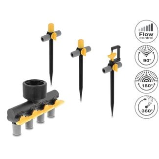 DeLOCK Delock T-shaped Sprinkler Connector Set with 90°, 180°, and 360° nozzles + 4-way manifold