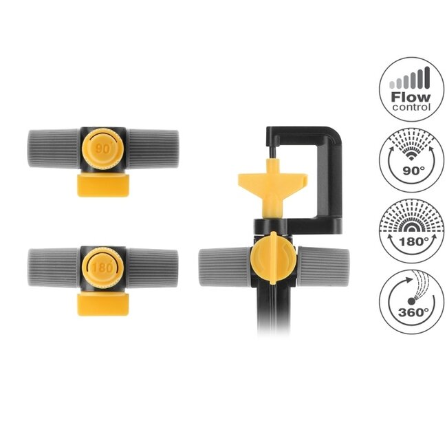Delock T-shaped Sprinkler Connector Set with 90°, 180°, and 360° nozzles + 4-way manifold