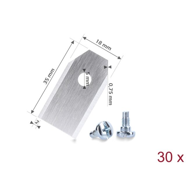 Delock Replacement Blades suitable for Husqvarna / Gardena / Segway Robotic Lawn Mowers 30 pieces