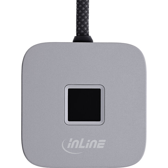 InLine® USB-vingerafdrukscanner met hub, Windows Hello, 1,5 m, zilver