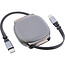 InLine® USB-C kabel in etui, intrekbaar, 100W, 0,80m, zwart/grijs