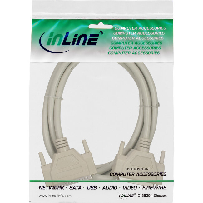 InLine® Seriële verlengkabel, 37-pins stekker / bus, 1:1 bezet, 5m