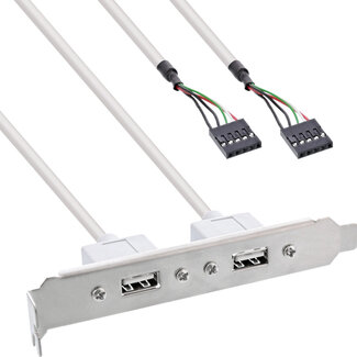 InLine InLine® Slotplaatje, 2x USB 2.0 A Female naar 2x 5-pins interne stekker, 0,3m