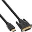 InLine® HDMI-DVI kabel, zwart/goud, HDMI male naar DVI 18+1 male, 5m