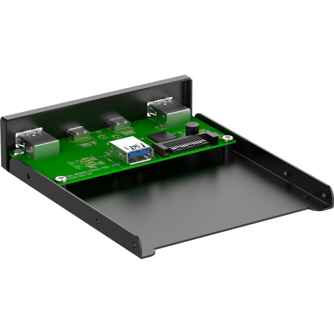 InLine® 3,5" voorpaneel, 2x USB-A + 2x USB-C, 10Gb/s, metaal, zwart