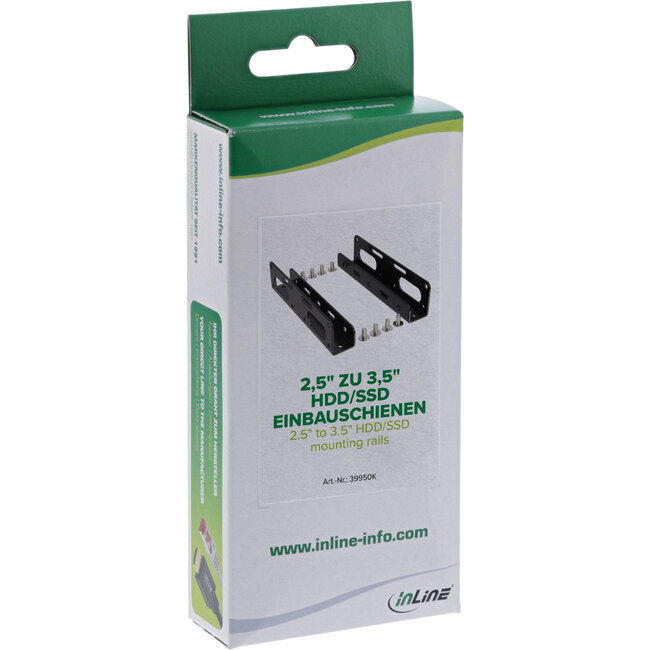 InLine® HDD/SSD montagerails, 6,35cm (2,5") tot 8,89cm (3,5"), zwart