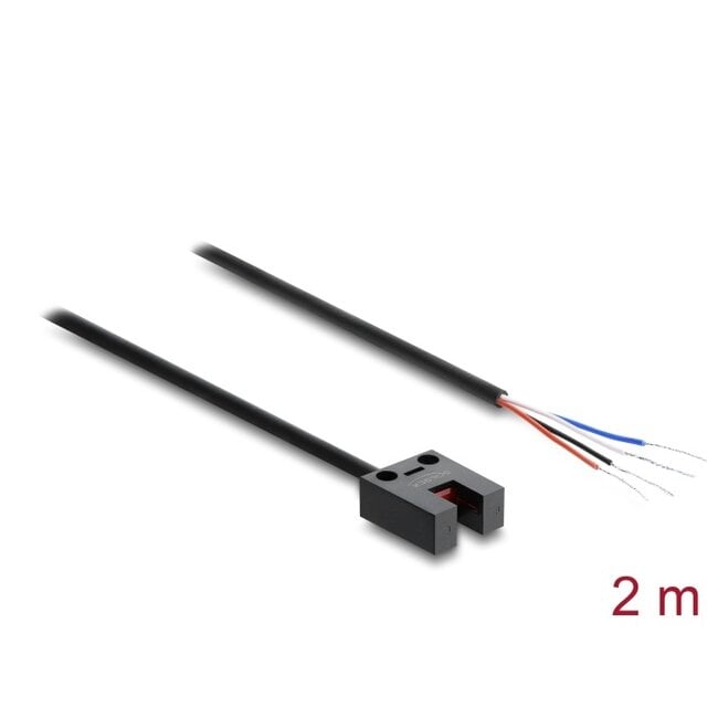 Delock Forked Light Barrier 5 mm Type U with 4 x open cable ends PNP L/D switchable 2 m